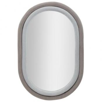Miroir ovale en velours gris 90x60cm