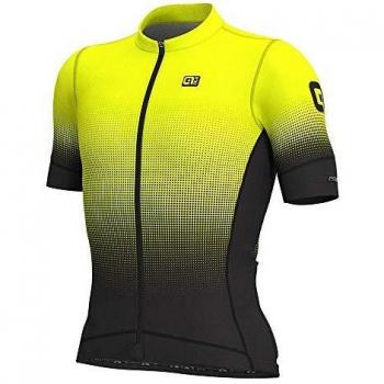 Alè T-Shirt a Maniche Corte PR-S in Tessuto Mosaico Nero e Giallo Fluo