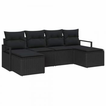BlackPoly Rattan Patio Lounge Set – 6 Pieces