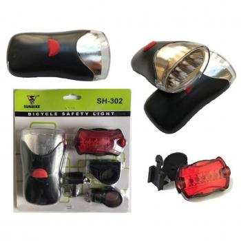 Set Luci LED per Bici Faro e Luce Stop Nera