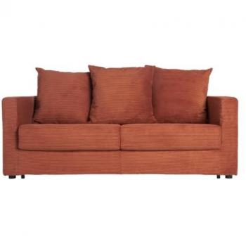 Divano letto 3 posti in tessuto velluto terracotta con materasso 13 cm Bacio