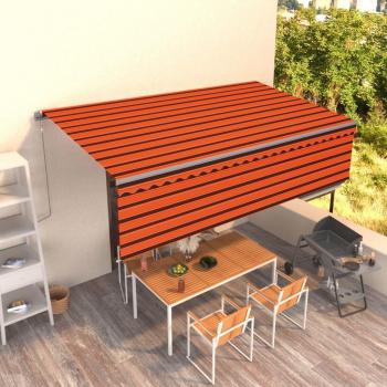 VidaXL Auvent Rétractable à Mains 5x3m – Protection UV, Couleurs Orange/Marron