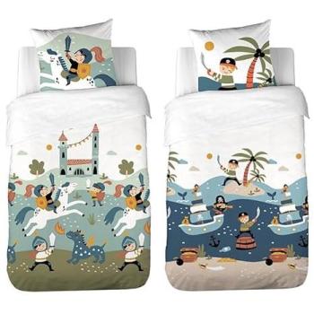 Housse de Couette Pirates & Knights (Réversible) – 140 × 200 cm + Taie 63 × 63 cm, Microfibre