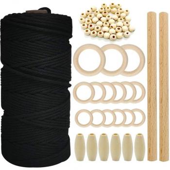 Kit Suspension Cordon en Coton – Anneaux Bois & Dentition