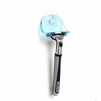 Clear Blue Wall-Mounted Plastic Shaver Shelf with Super Suction Cup - 1PC Razor Holder