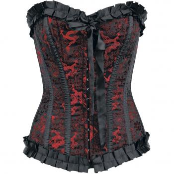 Corsage Burleska - Lily Hook Red Dragon - S à L - pour Femme - noir/rouge