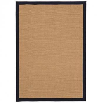 Sisalteppich CARPETFINE Sisal Teppiche Gr. B: 120 cm 1 St., 5 mm, L: 170 cm, grau (anthrazit) mit farbiger Bordüre, Anti Rutsch Rückseite