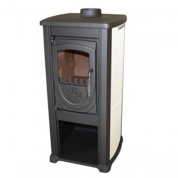 ECOfoxx Kaminofen Okta mit Herdplatte, creme, 3,9 kW