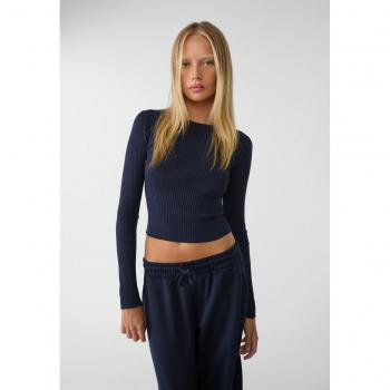 Pullover basic in maglia Azzurro M