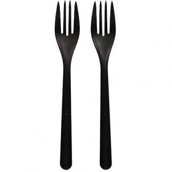 Fourchette réutilisable noire, 50 pièces, Bio-PP, 18,5 cm