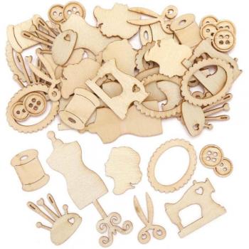 Mini Wooden Dressmaker Shapes (Pack of 64) Craft Blanks & Bases