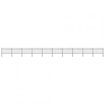 Steel Garden Fence with Spear Top 17x1 m Black