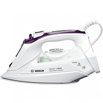 BOSCH TDA703121A 380 ml SoftTouch Ferro da Stiro a Vapore da 3,100 Watt con funzione iTemp in ceramica, colore bianco/viola