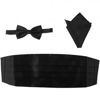 Trío completo de traje masculino con chaleco de seda negra
