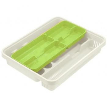 Porta Posate Mixy Con Elementi Laterali Bianco/Lime 31x39.5xh7cm