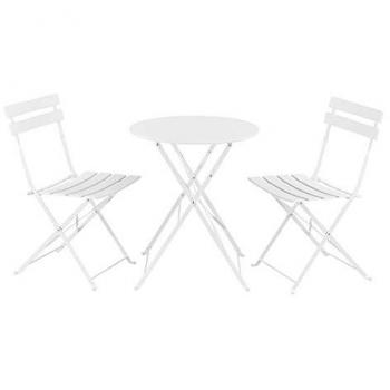 Set Tavolo e Sedie da Balcone Bianco