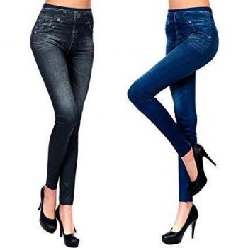 Leggings Effetto Jeans GIADA Jeggins Modellante e Contenitivo Blu