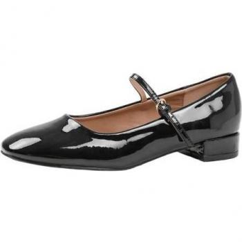 Minsko - Escarpins à Talon Bas en Cuir Verni avec Détail Boucle pour Femme, Crème EU 40,5 / UK 7