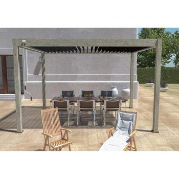 Pergola Ombréa 3x4m Autoportante Woodlook Antracite + 1P Frangivista 1m