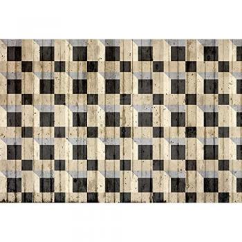 Tapisserie panoramique design motif géométrique couleur crème & noir