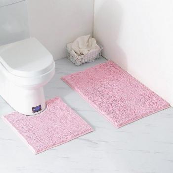 2-Piece Absorbent Chenille Bathroom Mat Set - Machine Washable