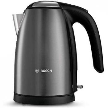 Bosch TWK7805 Wasserkocher 1,7 L, 2200 W, Edelstahl – Automatischer Dampfstopp, Schwarz/Anthrazit
