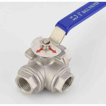 304 Stainless Steel L-Type 3-Way Ball Valve BSP Female Thread for Water Oil Gas