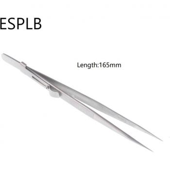 6.3'' Stainless Steel Precision Tweezers with Slide Lock - Anti-Static for Jewelry and Electronics