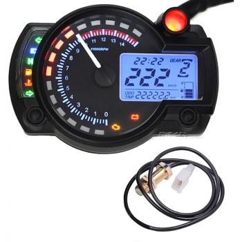 Digital Motorcycle Speedometer Tachometer Odometer 15000 RPM LCD Fuel Gauge