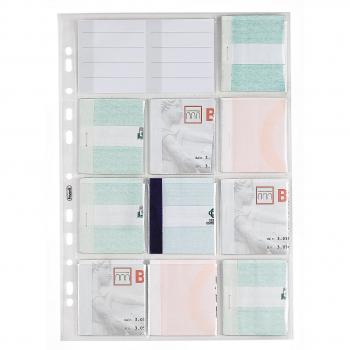 CONF.10 BUSTE PORTA MATRICI ASSEGNI 10 TASCHE 7,5X6,2CM NATURENE FORATURA UNIVERSALE PER RACCOGLITORI AD ANELLI. FAVORIT