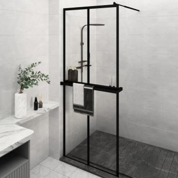 Walk-in Shower Wall with Shelf Black 80x195 cm ESG Glass & Aluminium vidaXL