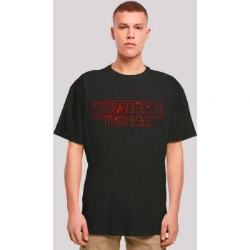F4NT4STIC Stranger Things Glow‑Logot-Shirt – Herren, 100 % Baumwolle, schwarz, 4XL, casual Oversized