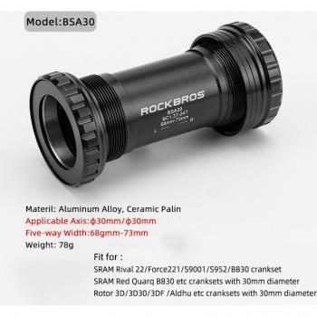 ROCKBROS Bicycle Bottom Bracket BSA Thread Kit Ceramic Bearing Diameter 24-22mm For Shimano/SRAM/GXP/SRAM-DUB Crankset