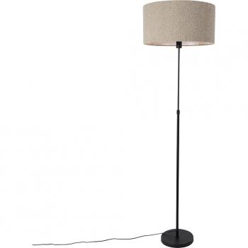 Qazqa 50 cm Floor Lamp – Adjustable Black with Taupe Boucle Lampshade