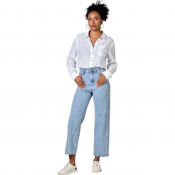 Pantalón corto recto bordado mujer F.A.M