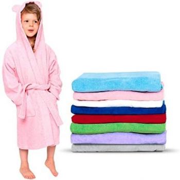 Bata de Baño Niños Twinzen - Algodón - Rosa Pálido, 9-10 años