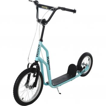 HOMCOM Kickboard Kinderroller 16/12 Zoll, Blau, für Kinder ab 5 Jahren
