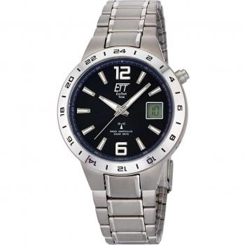 ETT Eco Tech Time EGT-11411-41M Funk-Solar Armbanduhr Titan