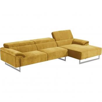 Malika L‑Ecksofa Egoitaliano – Recamiere, Kopfteilverstellung, chromierte Metallfüße
