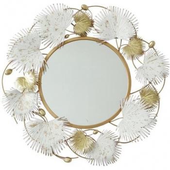 Espejo Metal Blanco con Hoja Dorada 93x7x93 cm