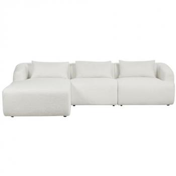 BELIANI Minimalistic Modern Right Corner Sofa Boucle Upholstered Additional Cushions 3 Seater White Svansele