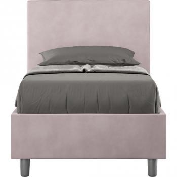 Letto singolo Ityhome con rete 90x200, rivestito in microfibra glicine Adele