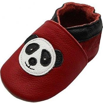 YIHAKIDS Chaussures Premiers Pas Bébé Fille Garçon Chaussures Cuir Souple Enfant Chaussures avec Dessin Panda (Size L, 12-18 Mois, Vert)