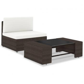 Conjunto de muebles de jardín 2 piezas ratán sintético marrón