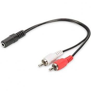 Adaptador de Cabo Áudio Estéreo 3.5mm Fêmea/Macho/Macho 0.2m Preto