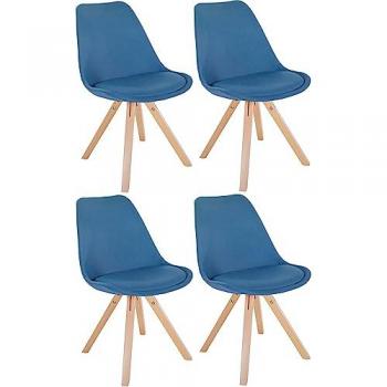 Set di 4 sedie in tessuto blu