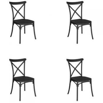 Set 4 Sedie Frankie Nero Impilabili L47,5xP48xH88