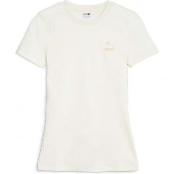 Camiseta Puma Ribeteada Slim Blanca para Mujer