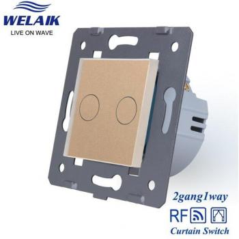 WELAIK EU Smart Glass Panel Blinds with RF Remote Control and Touch Wall Switch, 433MHz, DIY Parts, 220V A923CLW