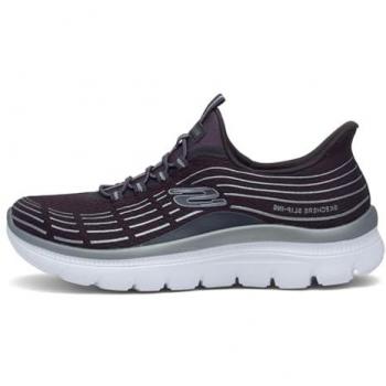 Skechers Summits Plus Soft Luster Slip-On Shoes Charcoal Mesh/Silver Trim UK 3 Women